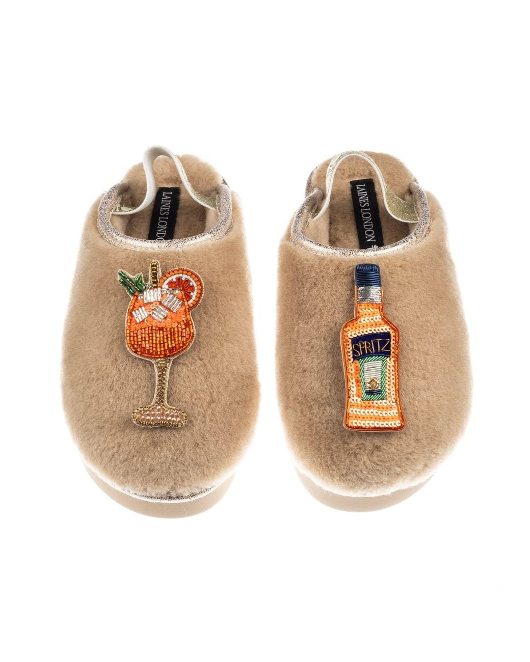 Laines London Multicolor Neutrals Flatform Cloud Closed Toe Slippers With Summer Spritz Brooches