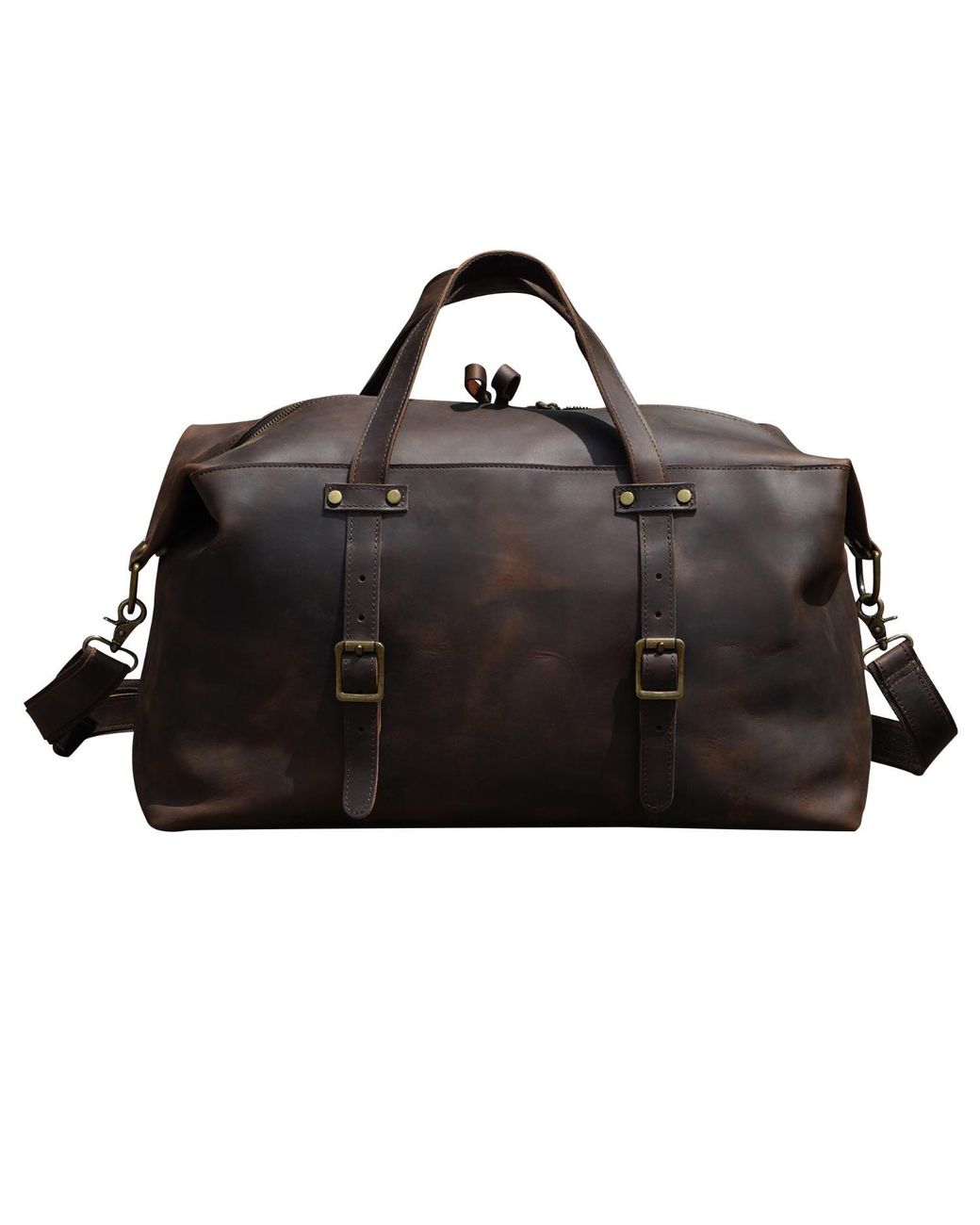 Touri Black Genuine Leather Duffel Holdall -Worn for men