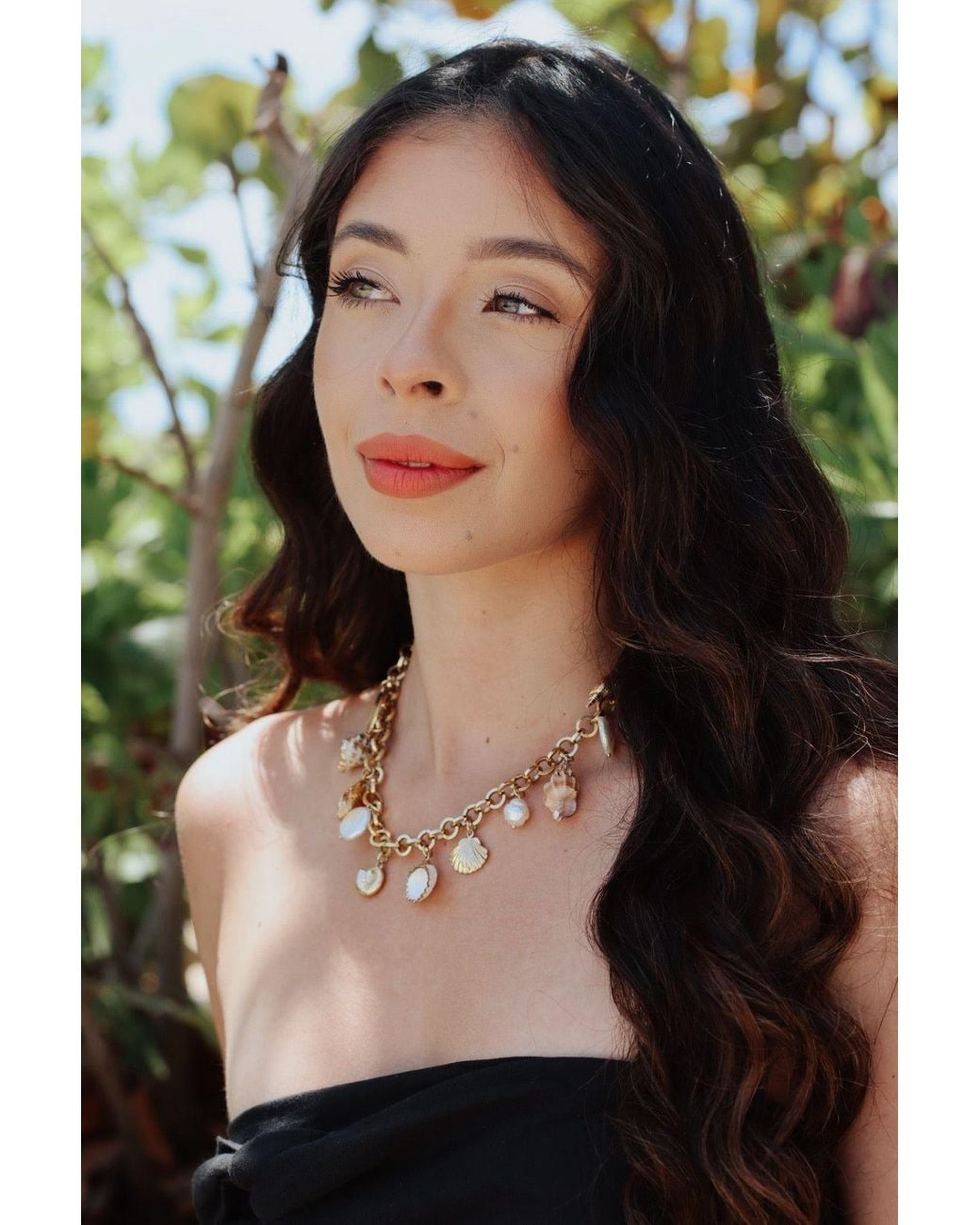 Carolina Benoit Metallic Kailua Seashells And Pearls Necklace