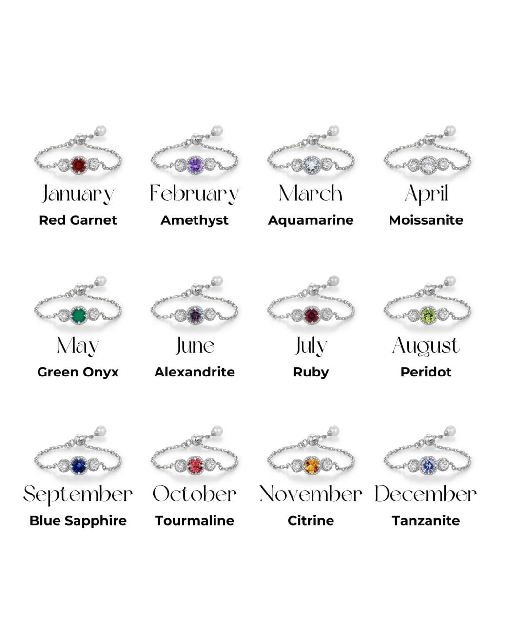 Azura Jewelry New York Metallic Birthstone Chain Ring Vermeil
