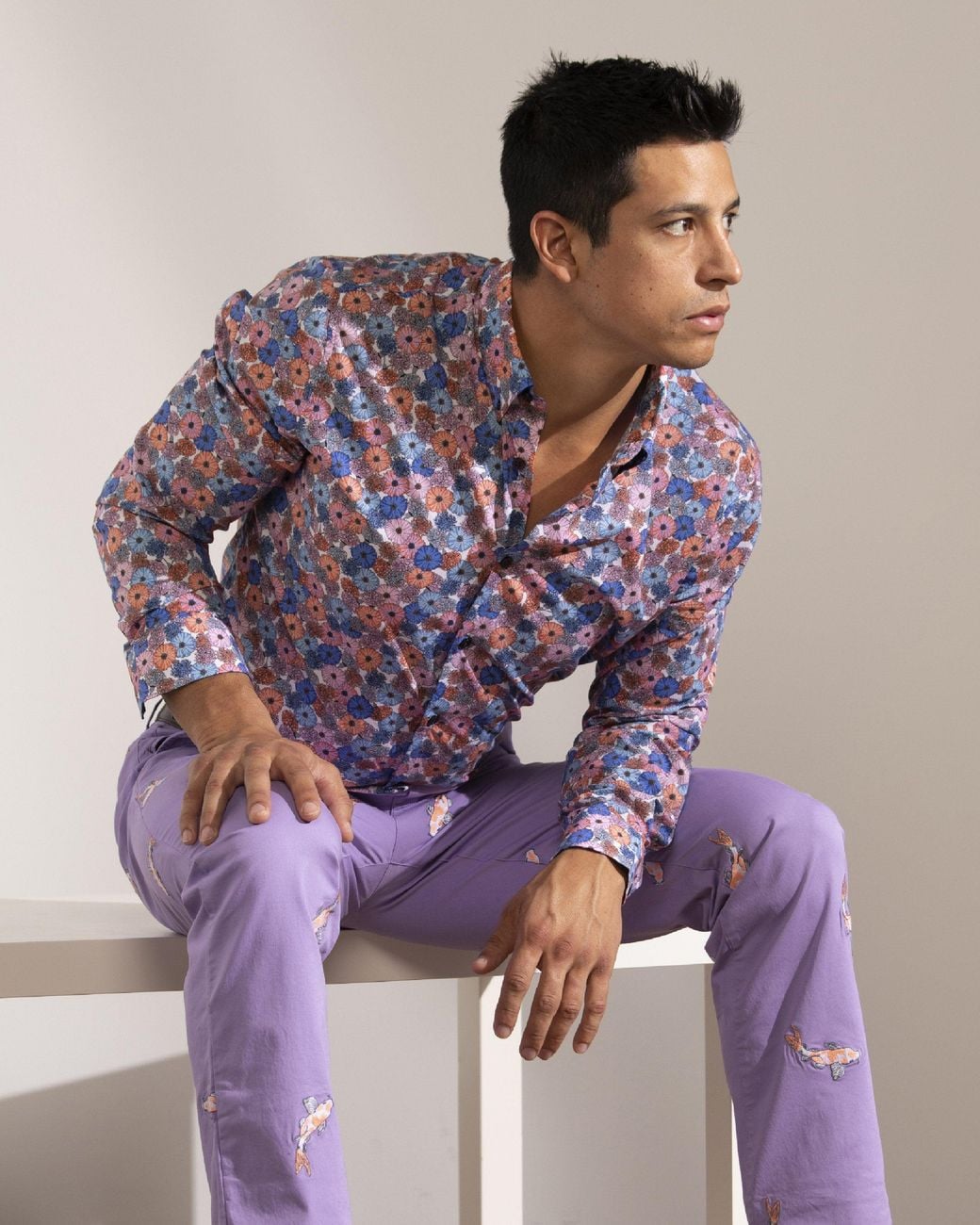 Lords of Harlech Purple Charles Koi Lilac Pants for men