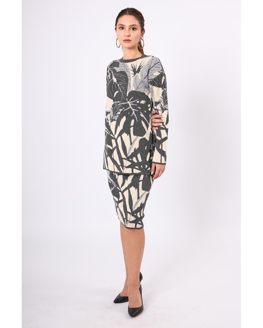 Peraluna Gray Susan Jacquard Knit Skirt