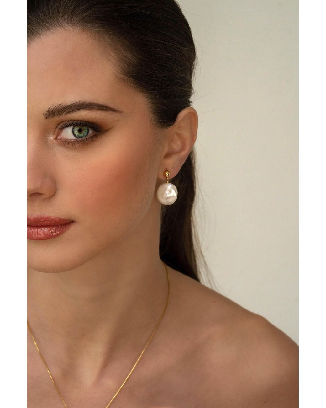 Katy Faye Metallic Luna Pearl Necklace