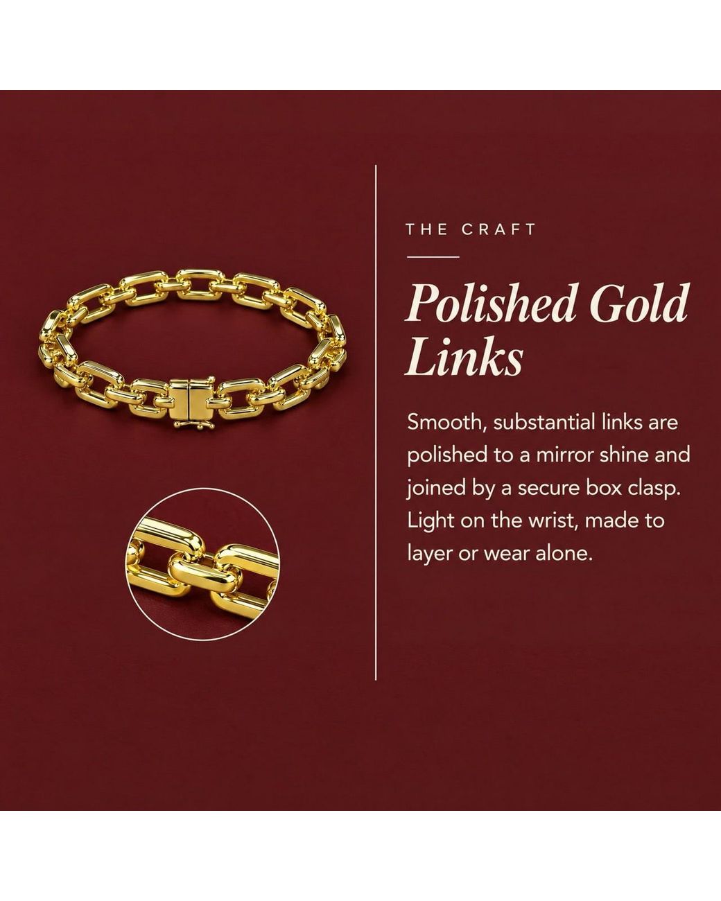 Saéa Metallic Warm Rectangle Link Chain Bracelet