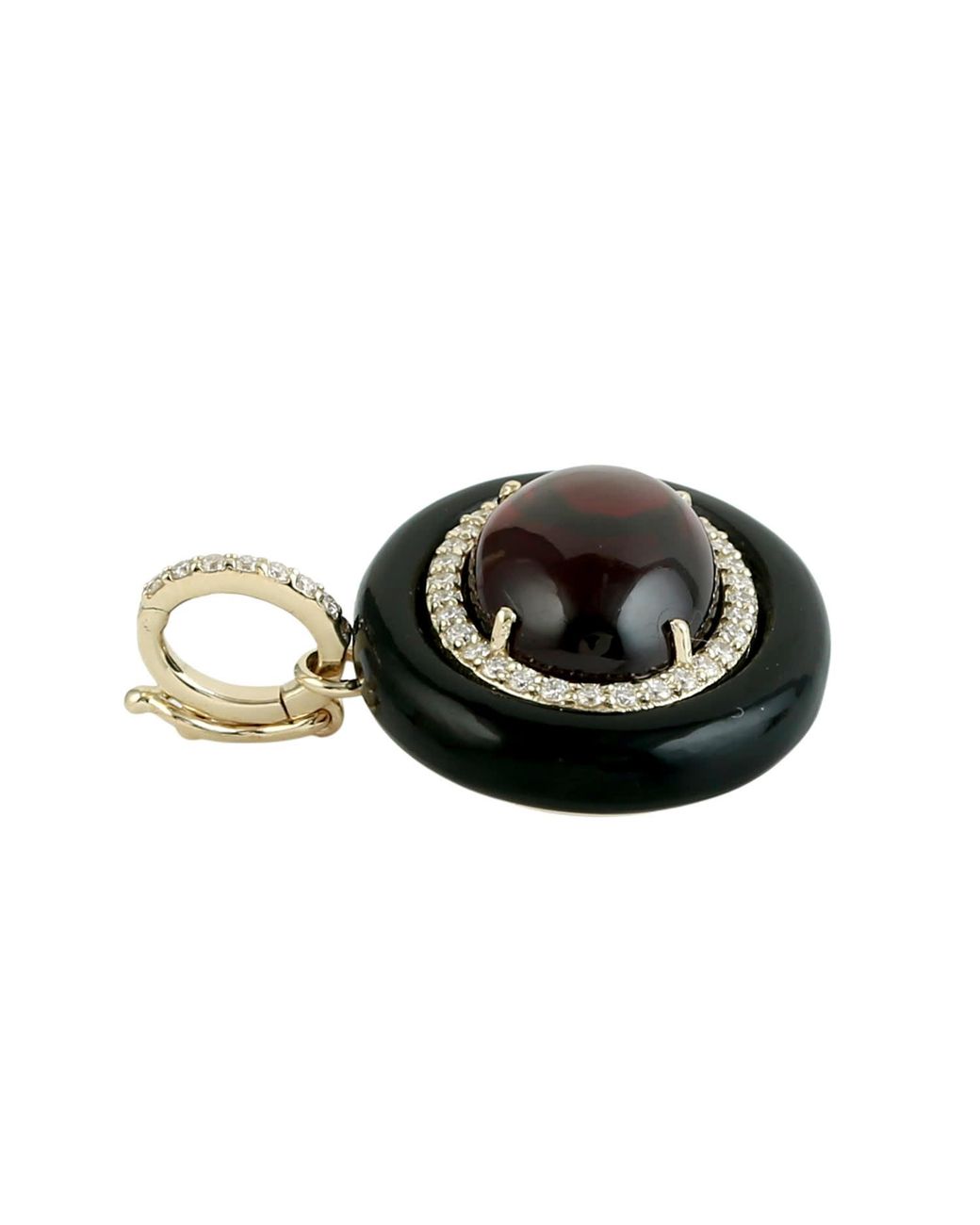 Artisan Black 14K Onyx, Garnet & Diamond Pendant