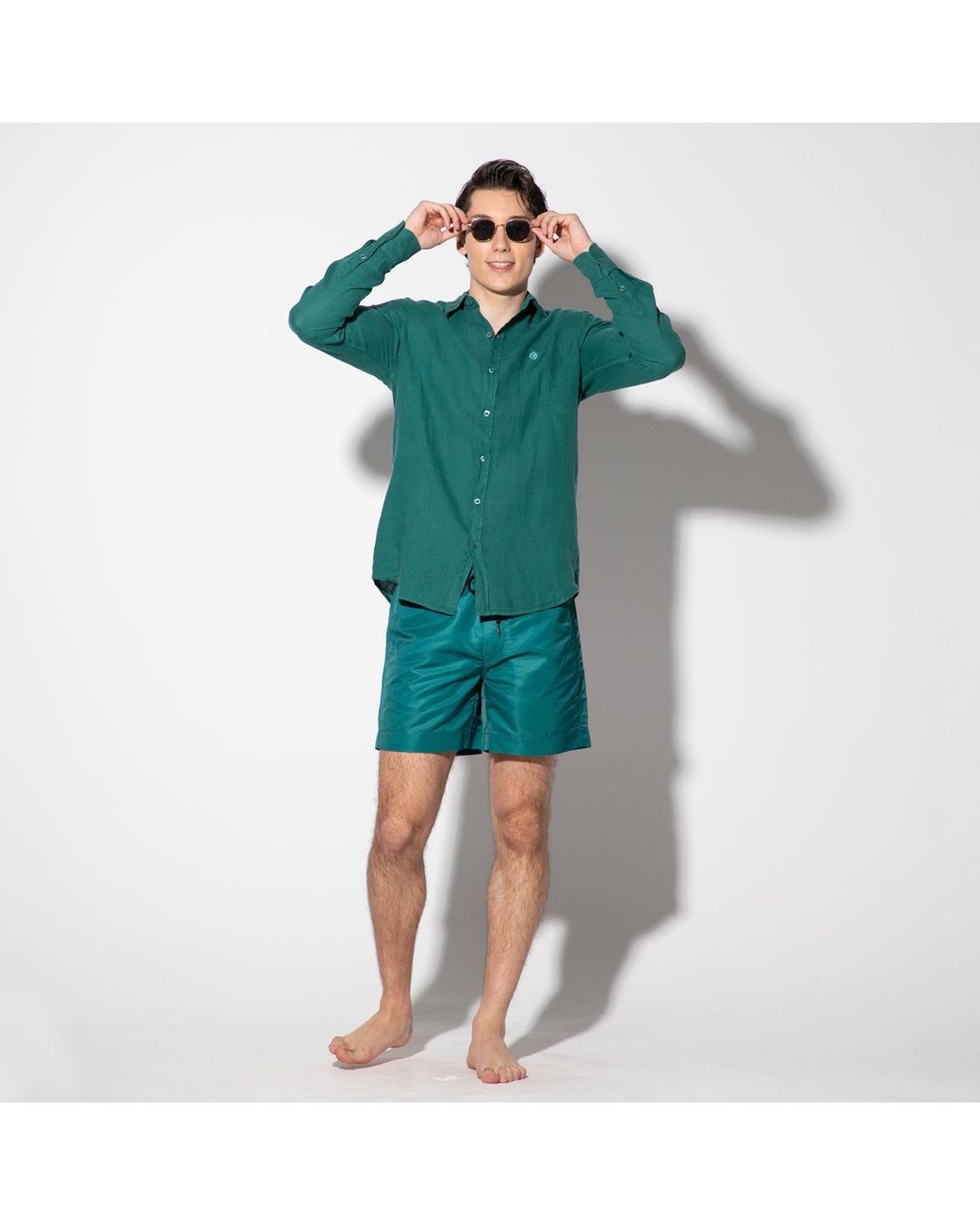 Maison Tangerine Blue Basil Swim Shorts for men