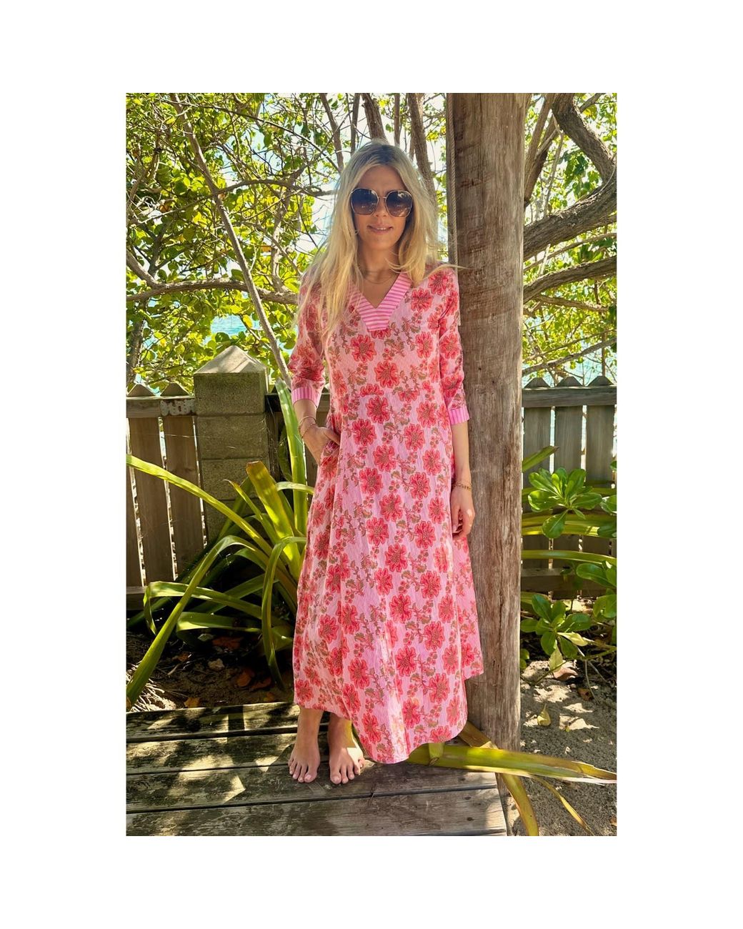 At Last Pink Cotton Rhonda Midi Dress