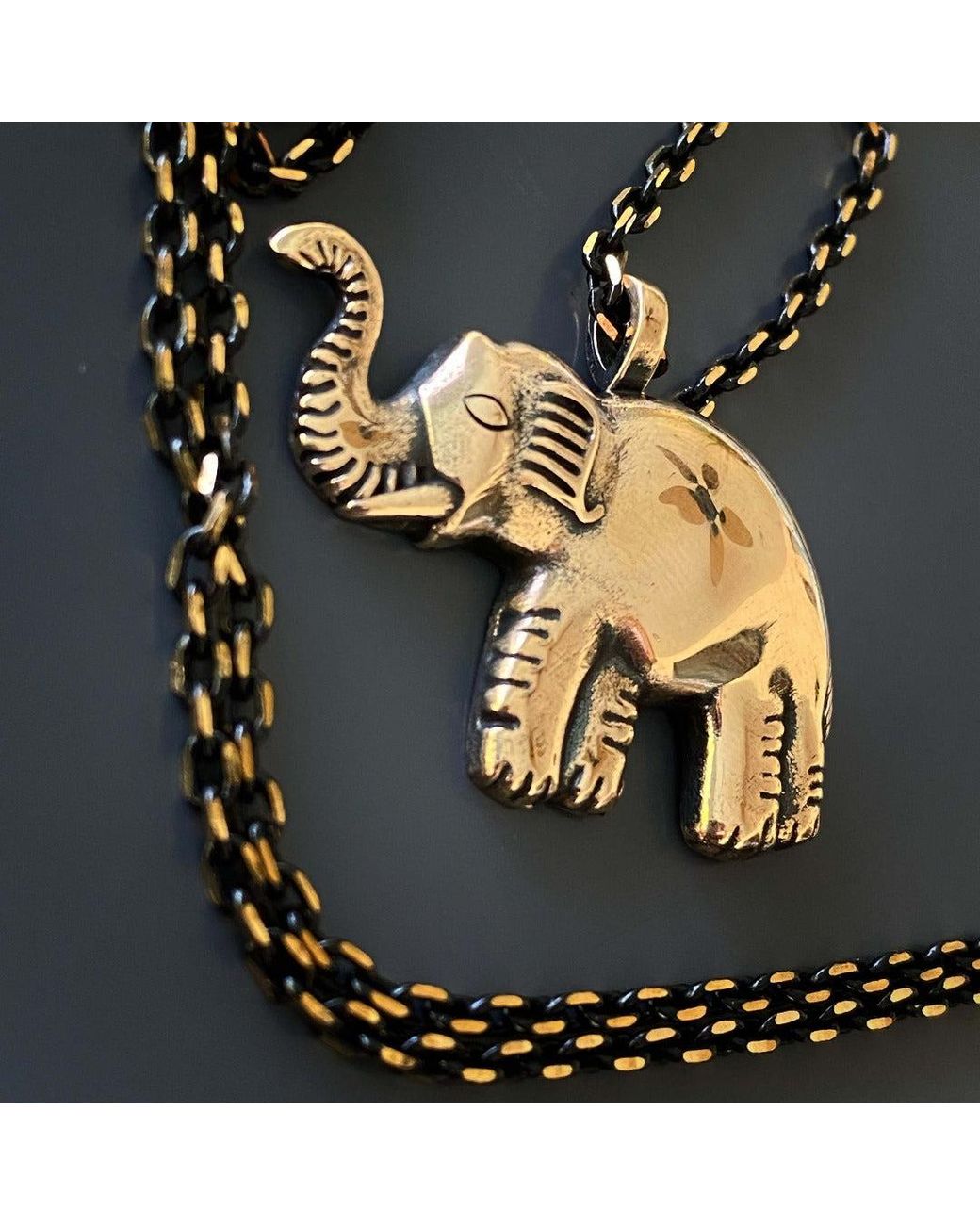 Ebru Jewelry Metallic Symbol Of Luck Elephant Long Chain Necklace