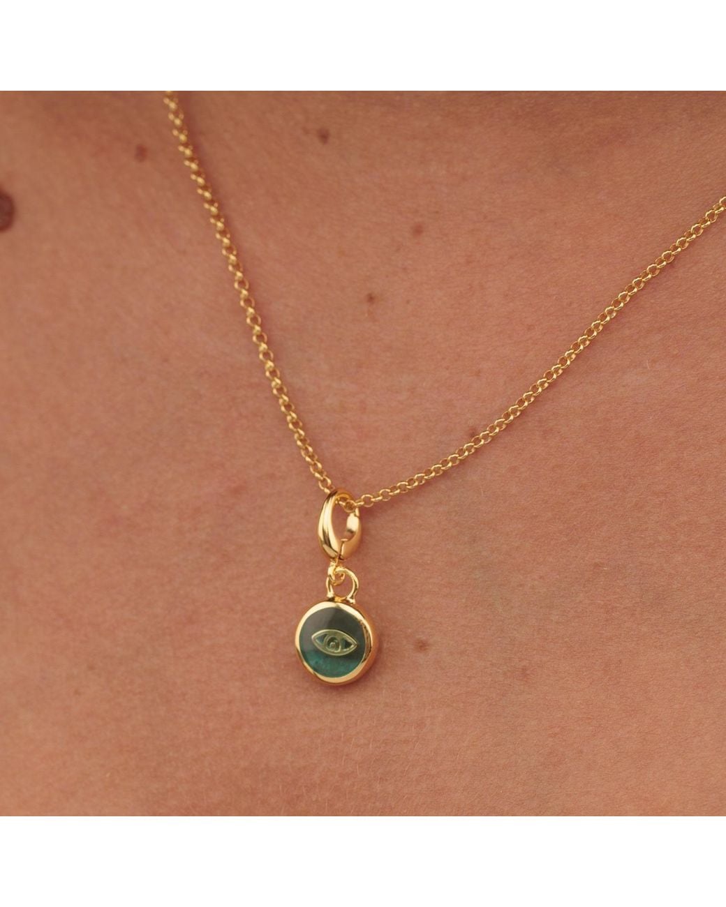 Lily Charmed Metallic Plated Eye Resin Capture Charm Necklace