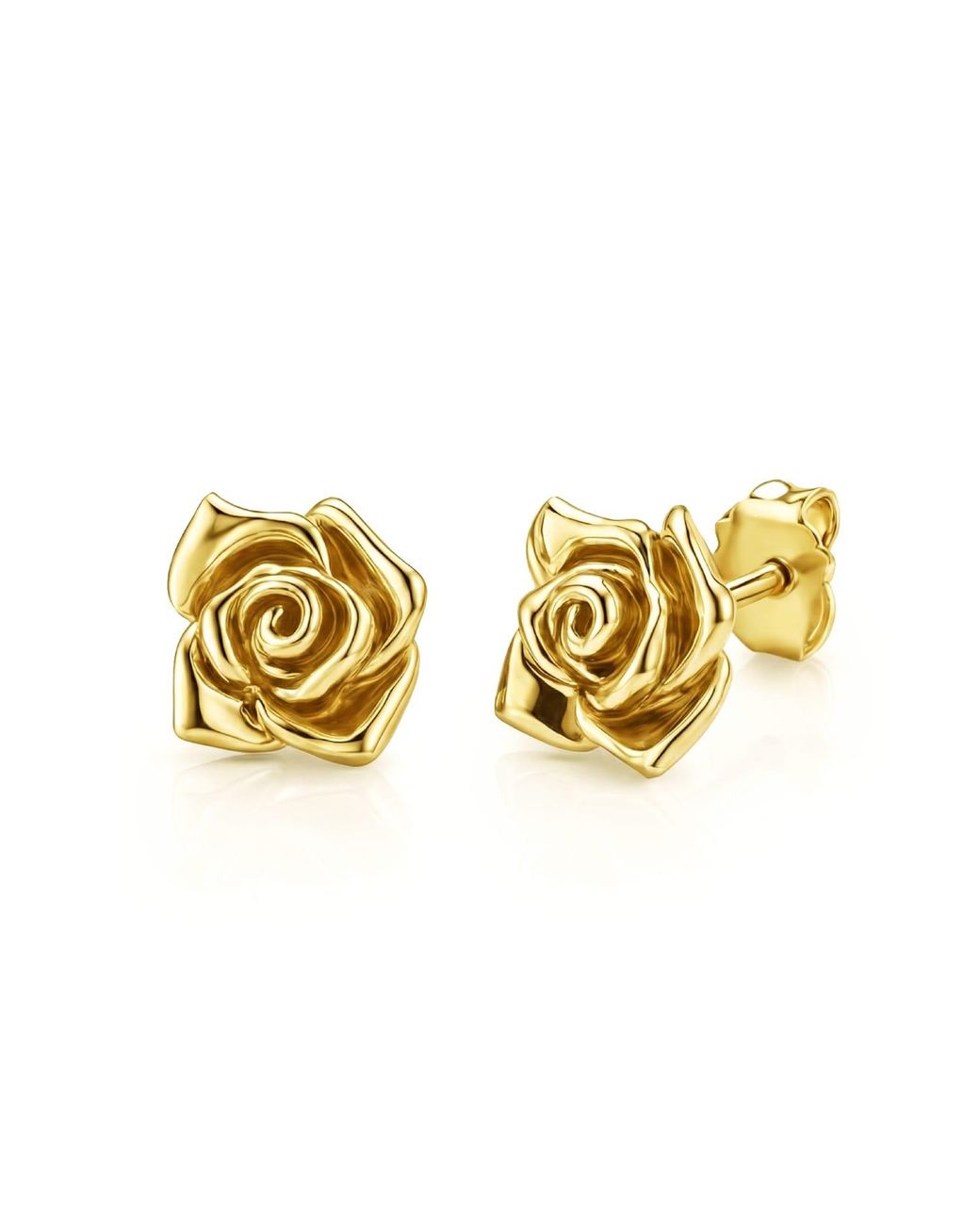 Unaloe Metallic Plated Rose Stud Earrings Sterling Artisan Italian Jewelry For