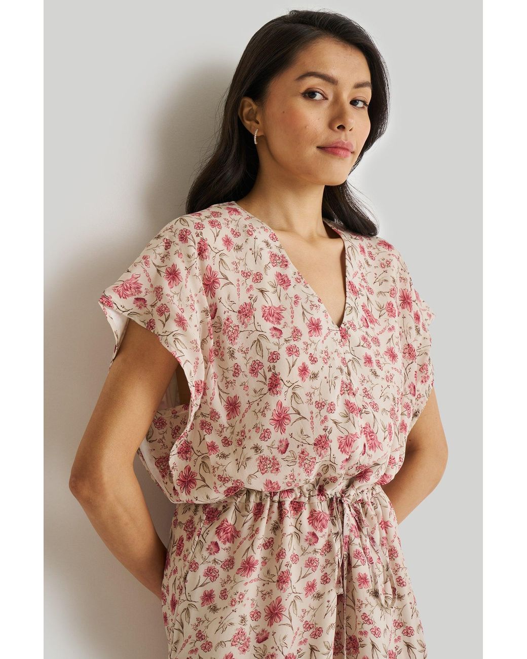 REISTOR Purple Relaxed Drawstring Floral Dress