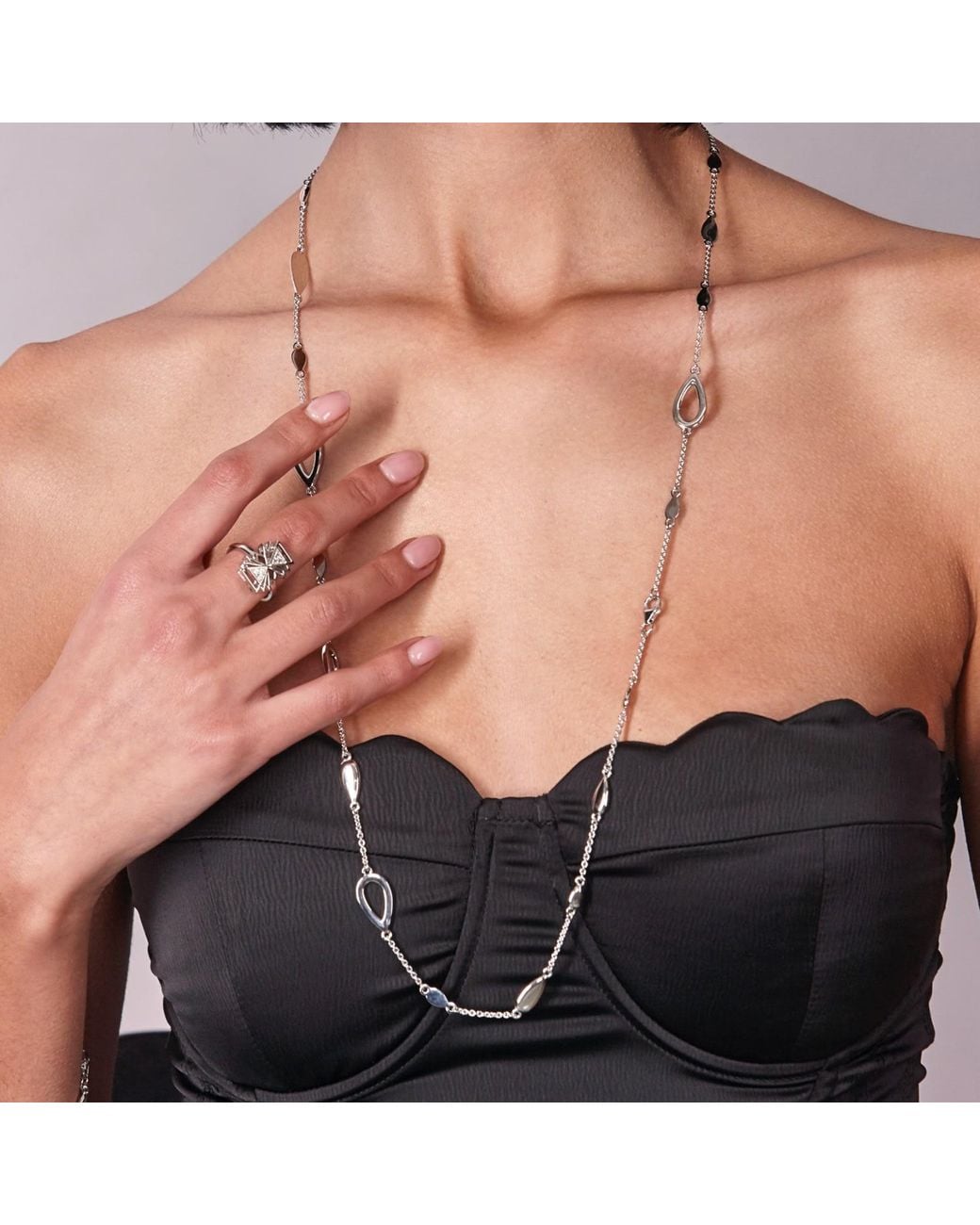 Lucy Quartermaine Metallic Station Petal Necklace