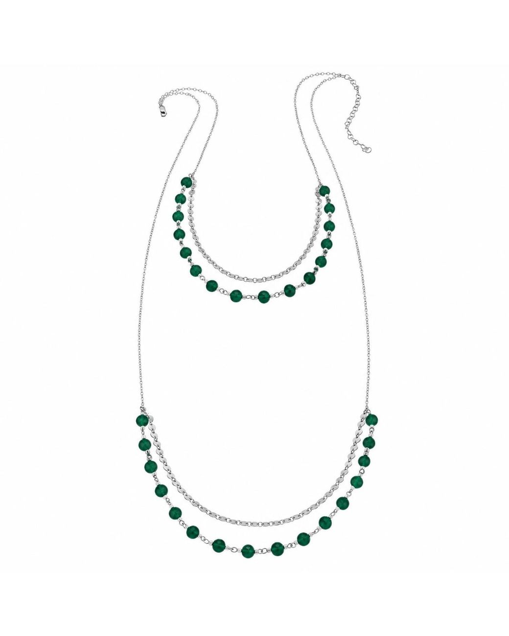 Heather Hawkins Jewelry Green Get Lucky Layered Gemstone And Coin Chain Necklace