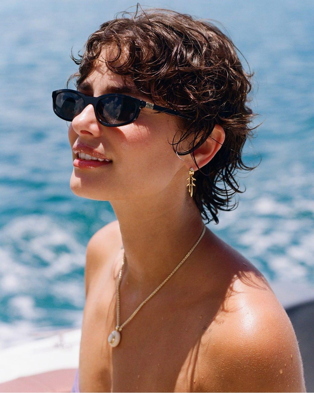 Stone Fruit Metallic Fishbone Hoops