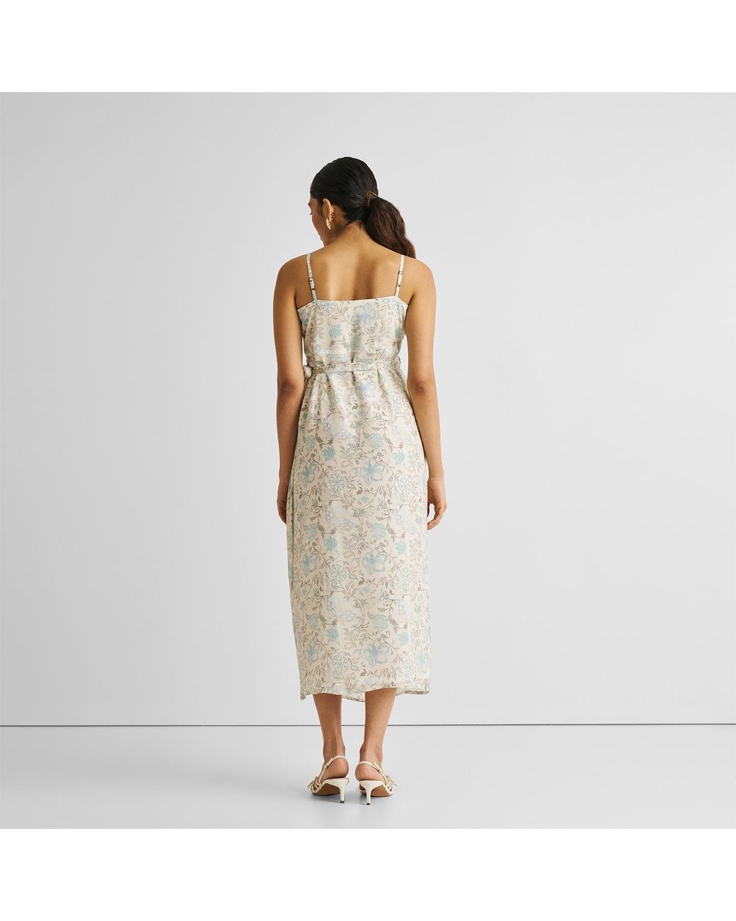 REISTOR White Strappy Wrap Crepe Dress