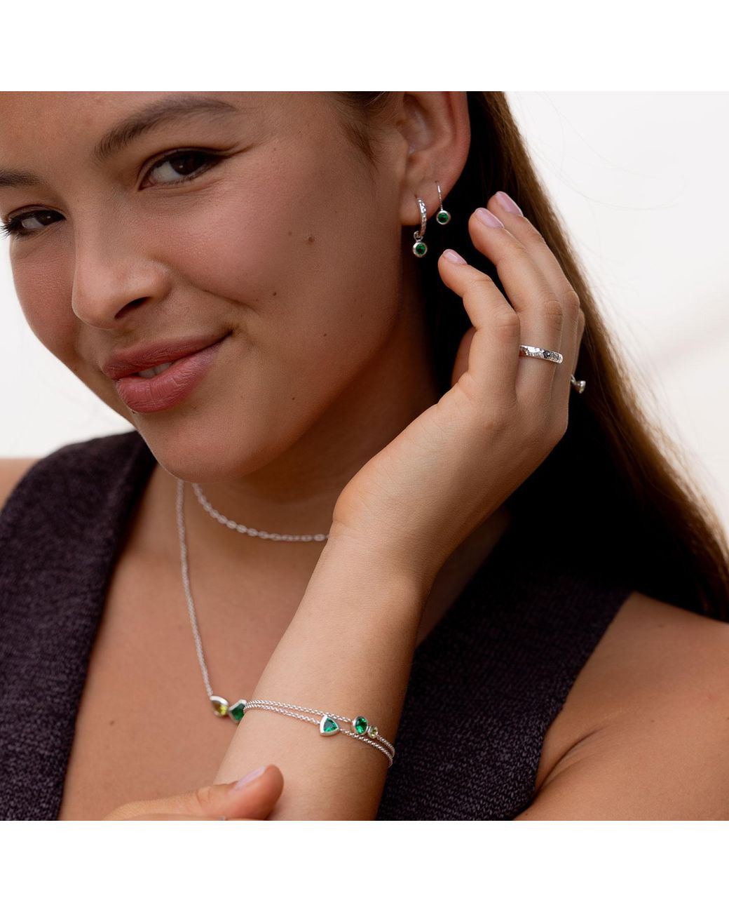Dower & Hall Green Garnet Dewdrop Earrings