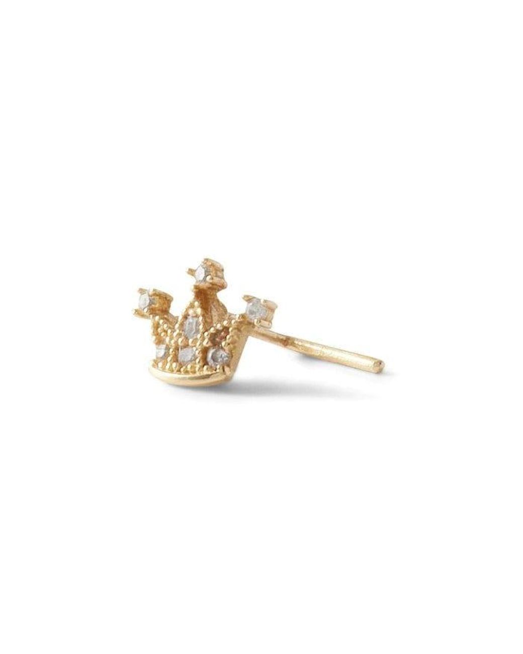 Zahav Jewelry Metallic 10K Solid 24G Crown Cz L Shape Nose Stud