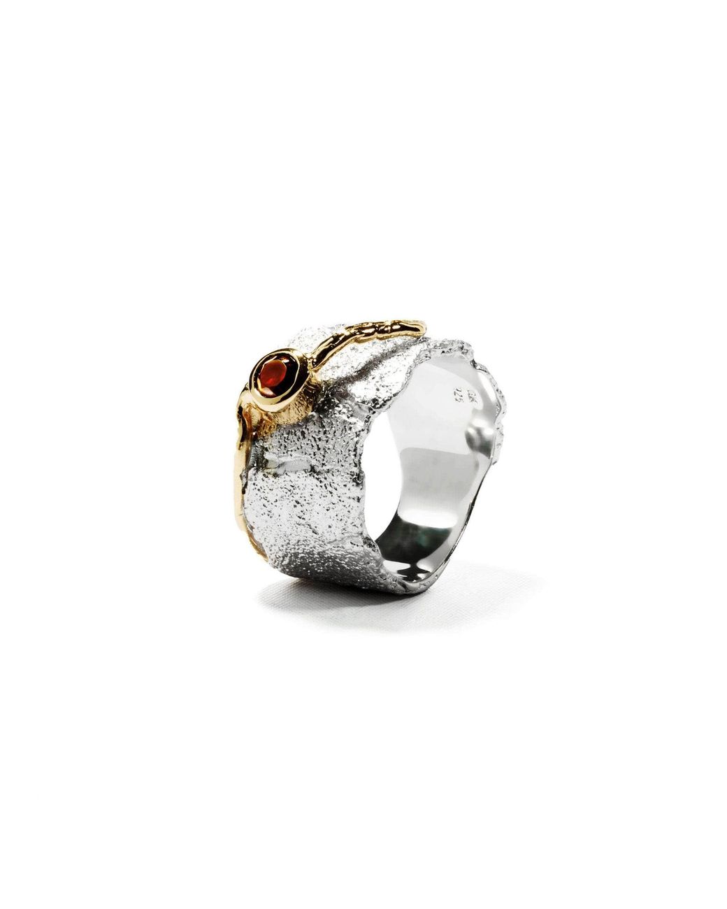 German Kabirski Gray Revele Plated Ring With Rhodolite Garnet