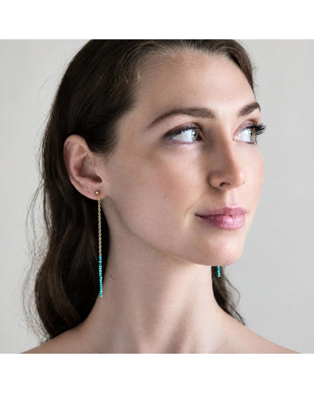 Heather Hawkins Jewelry Metallic Front Back Extra Tiny Gemstone Duster Earrings