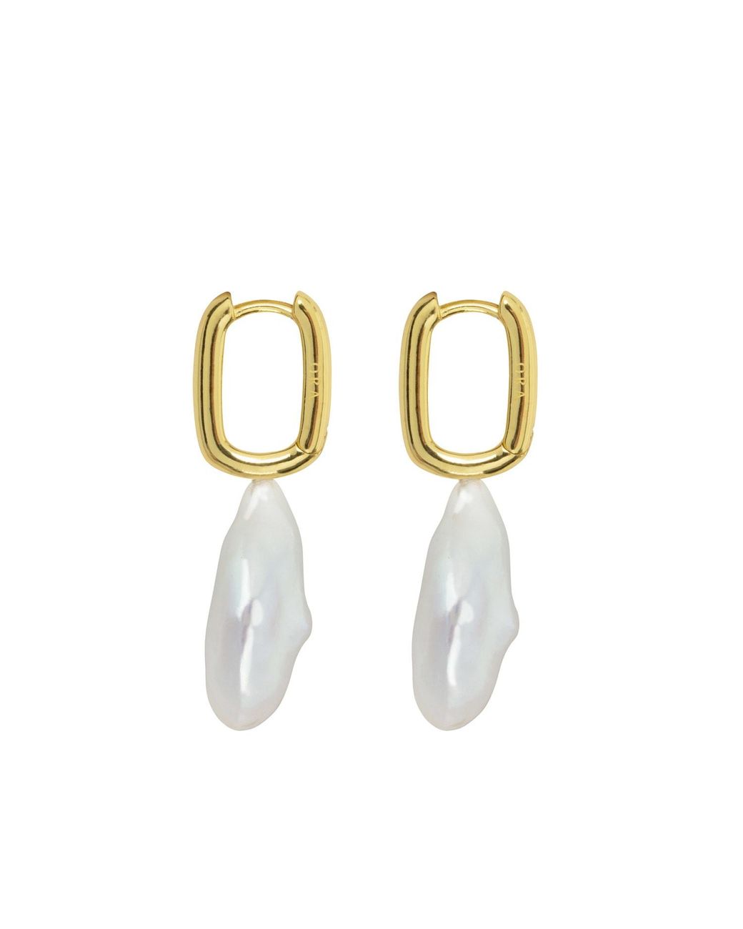 Ora Pearls Metallic Aetis Flat Baroque Pearl Hoop Earrings