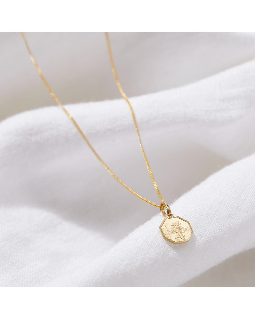 Posh Totty Designs Metallic 9Ct Solid St Christopher Necklace
