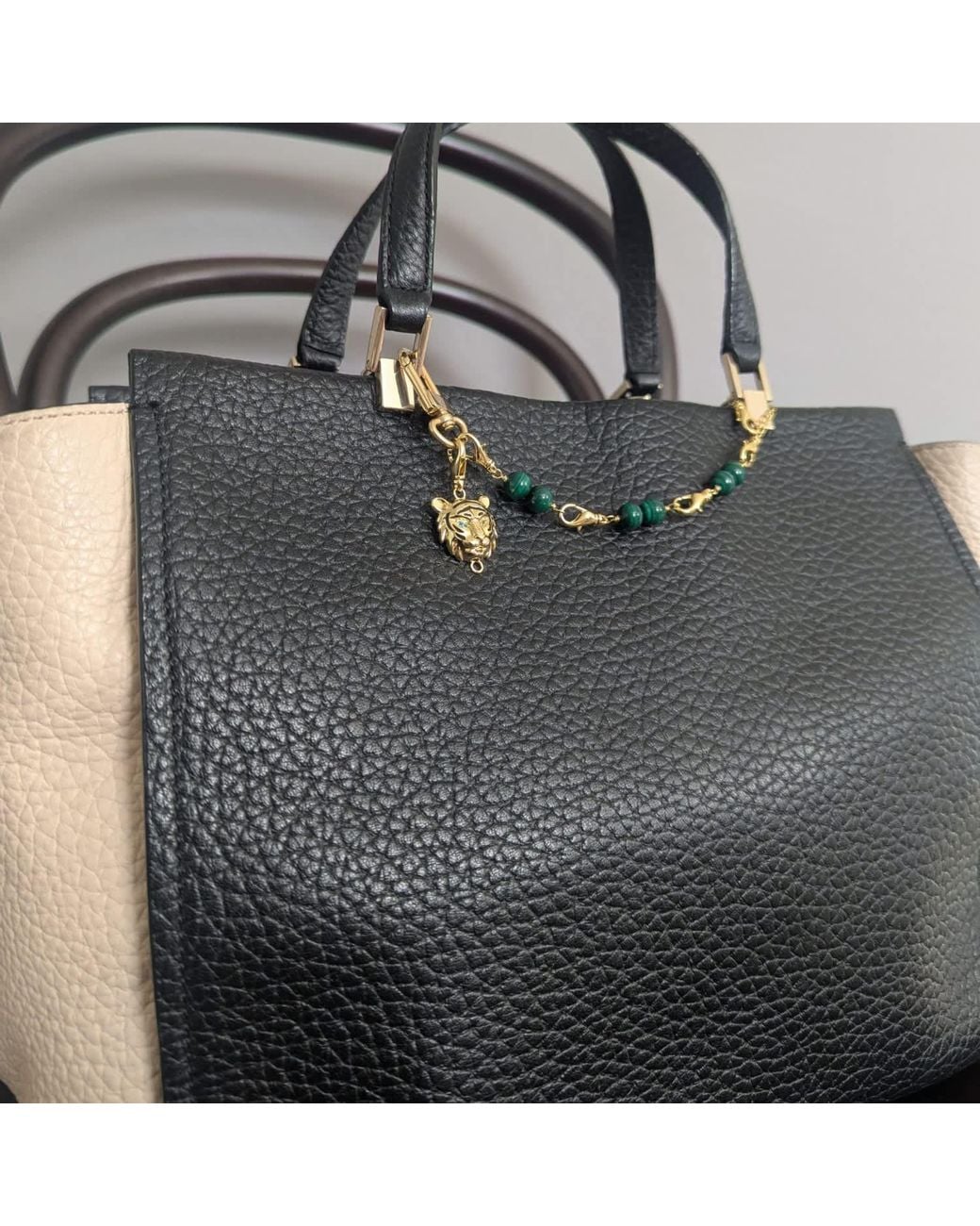 Frenvyrn Metallic Tiger Convertible Malachite Bracelet Bag Charm Medium