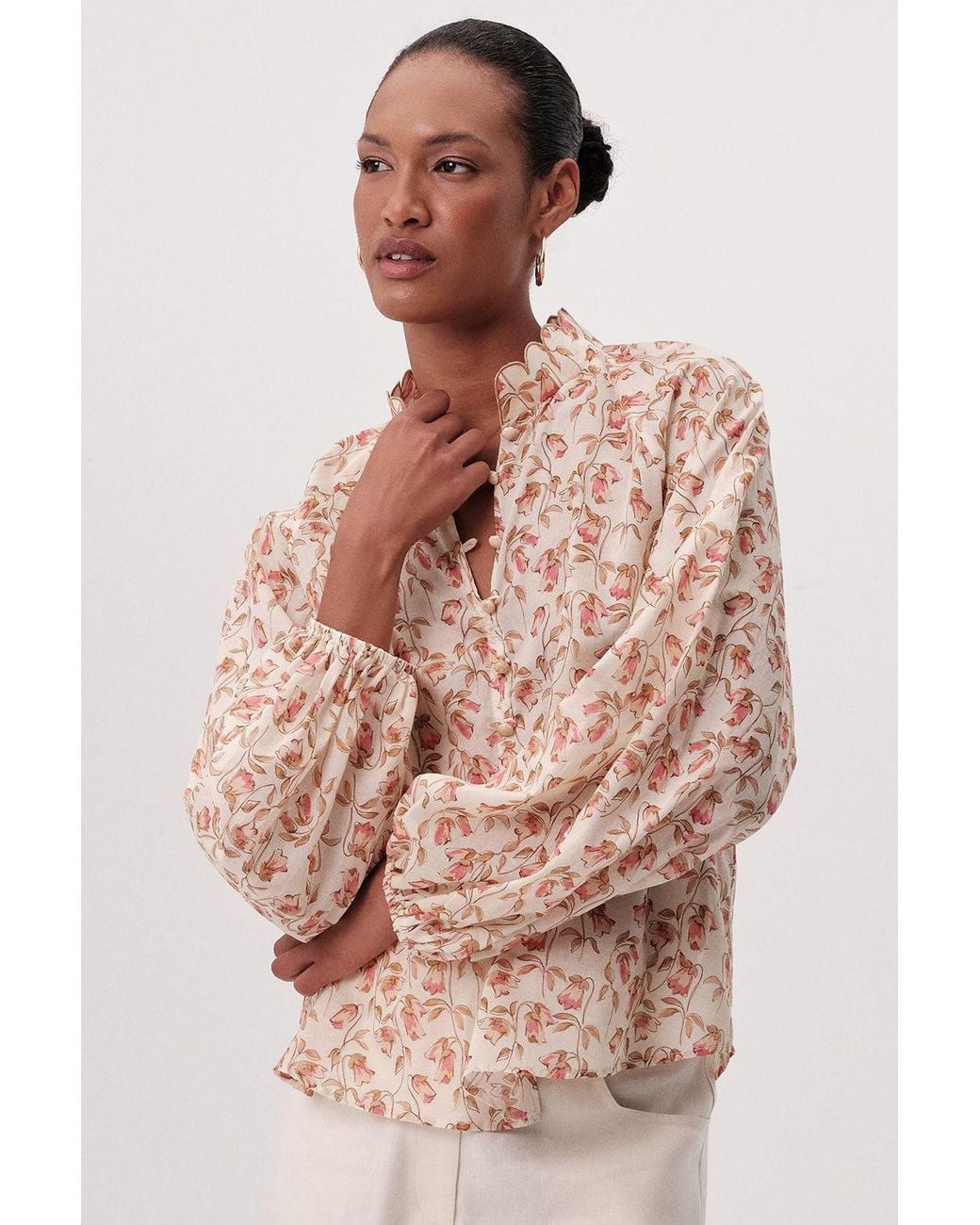 Exquise Pink Kathy High Neck Shirt