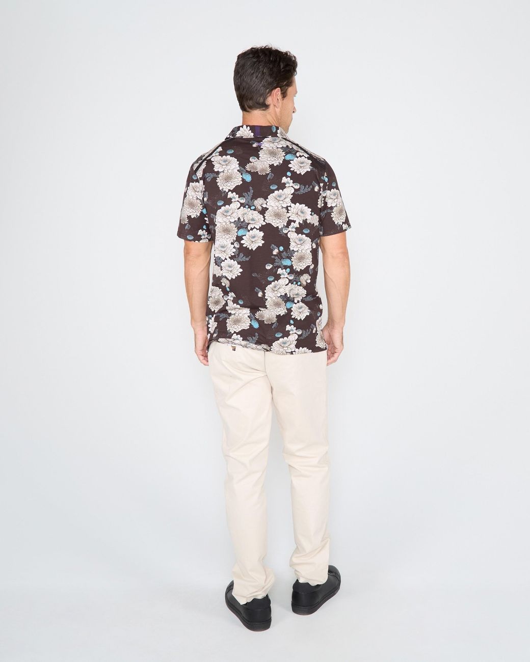 Lords of Harlech Black Pietro Serious Floral Polo Shirt for men