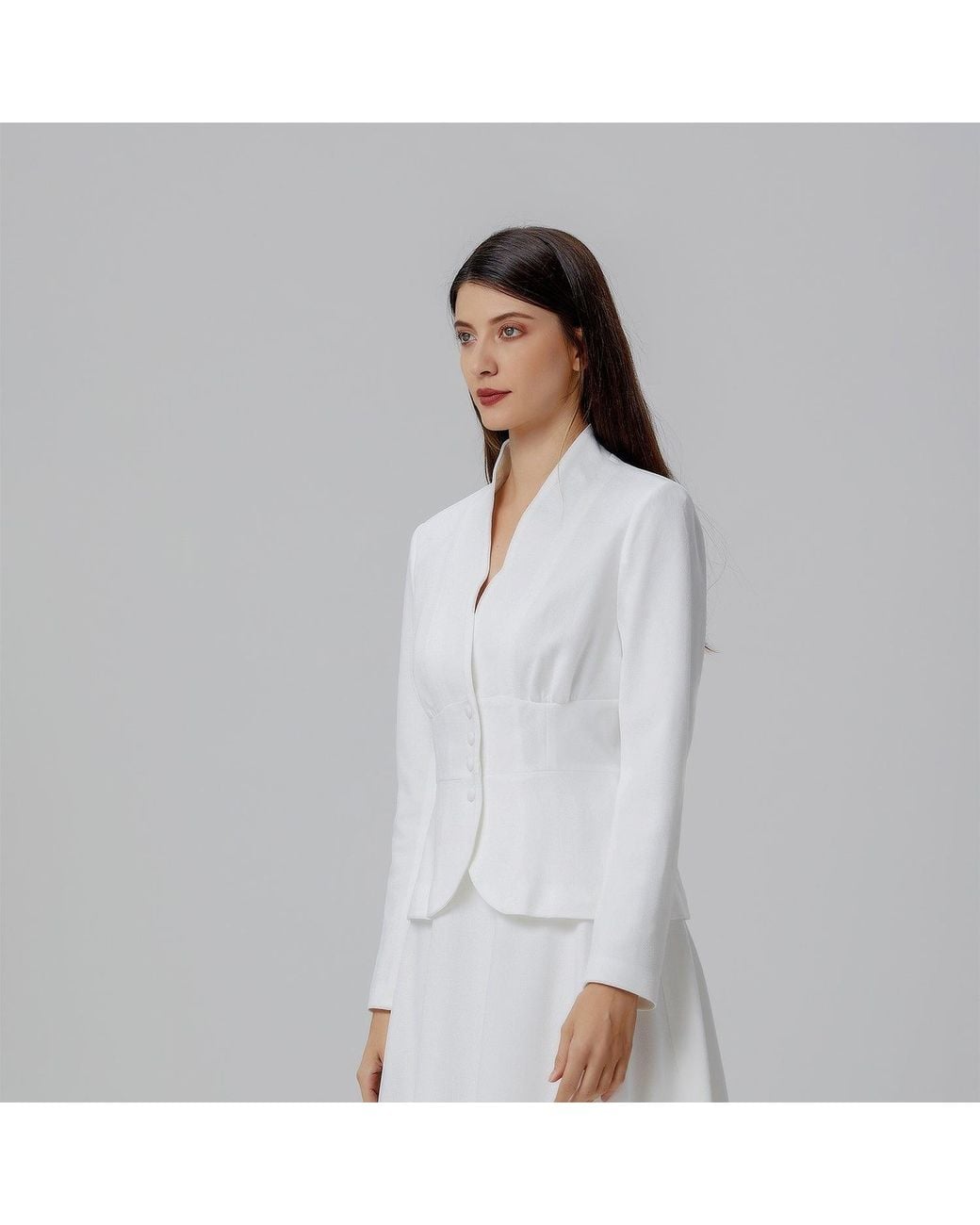 Smart and Joy Gray Fitted And Flared Jacket