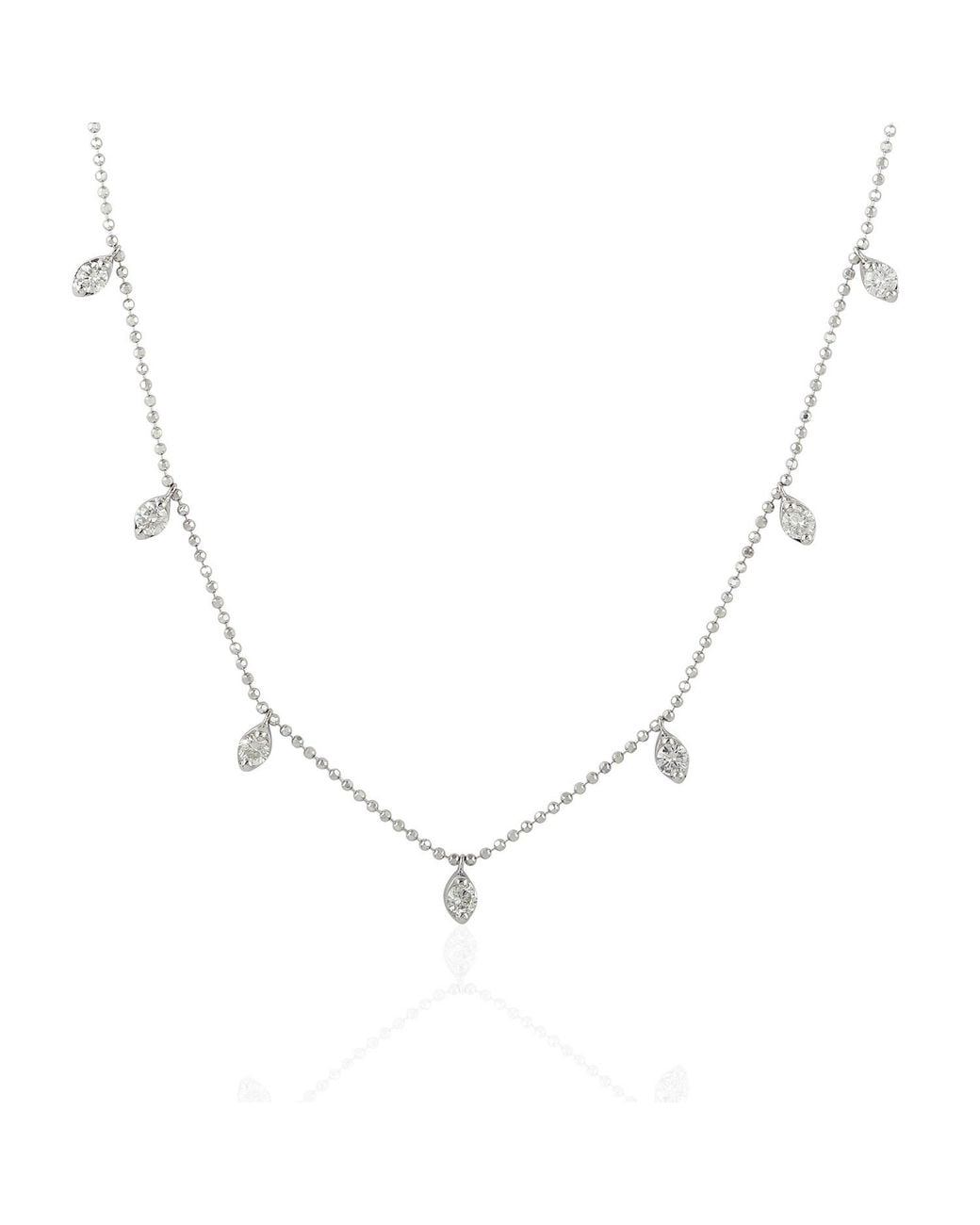 Artisan White 18K Round Diamond Station Chain Necklace