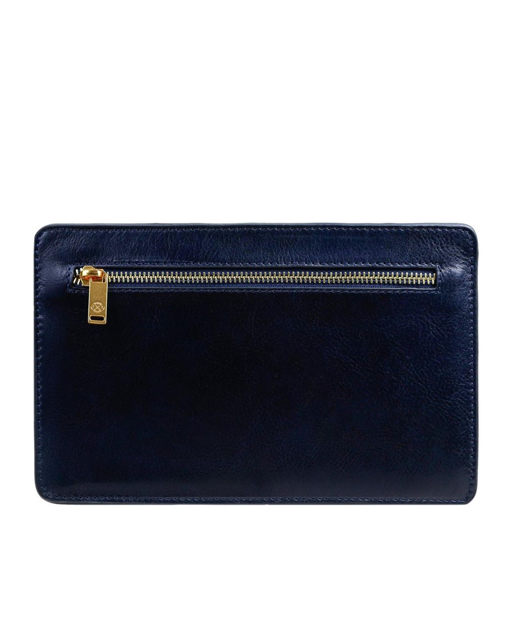 Time Resistance Blue Leather Clutch Purse for men