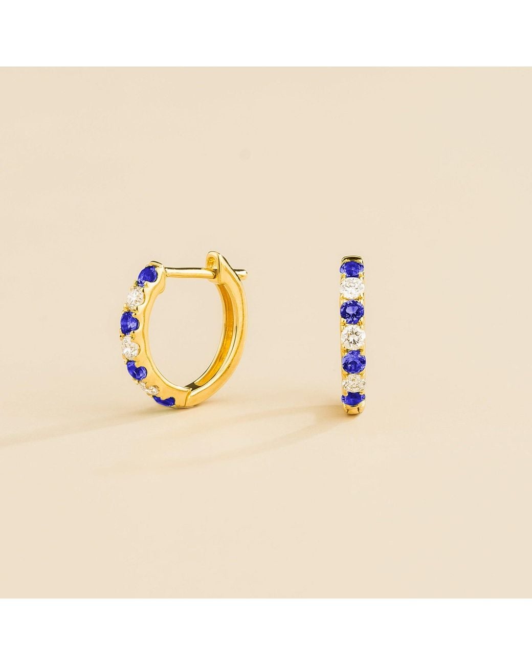 Juvetti Metallic Stacy Sapphire & Diamond Huggie Hoop Earrings