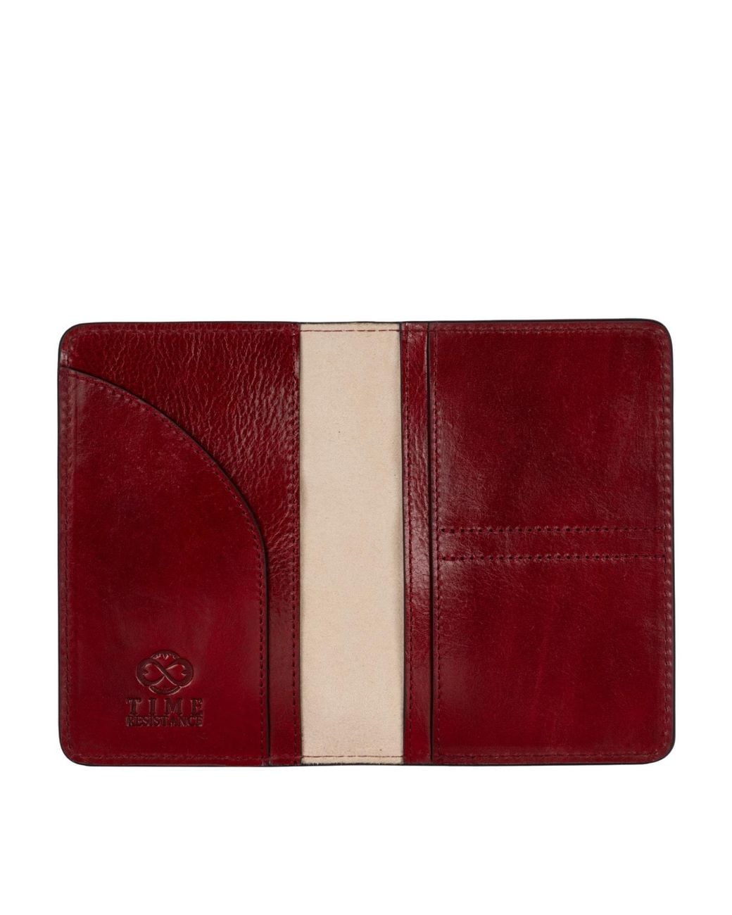 Time Resistance Red Small Leather Passport Holder For