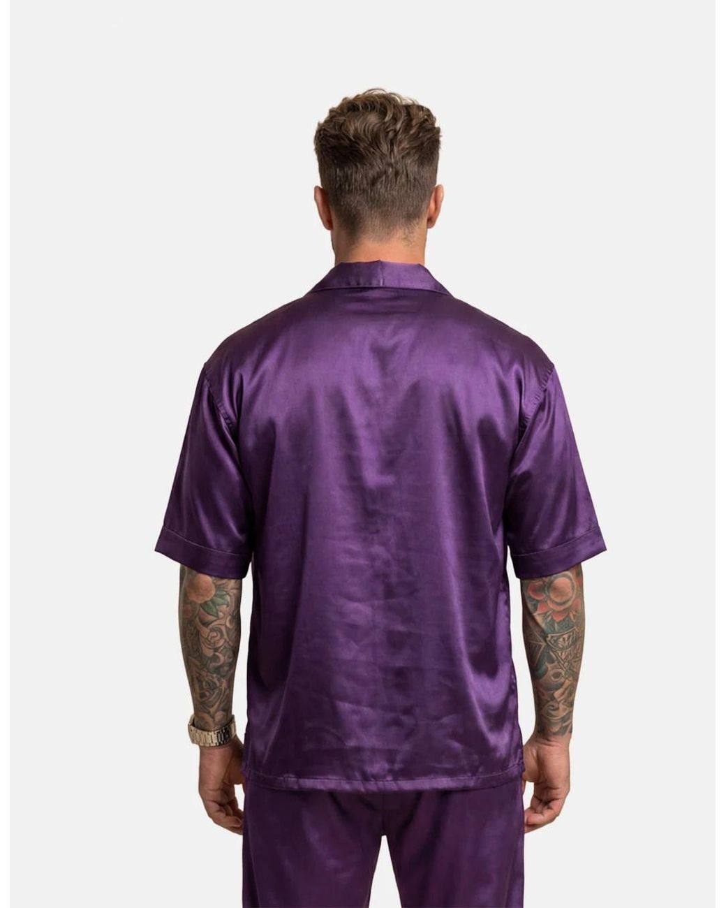 Hustle Purple Touch Me Not Satin-Shirt for men