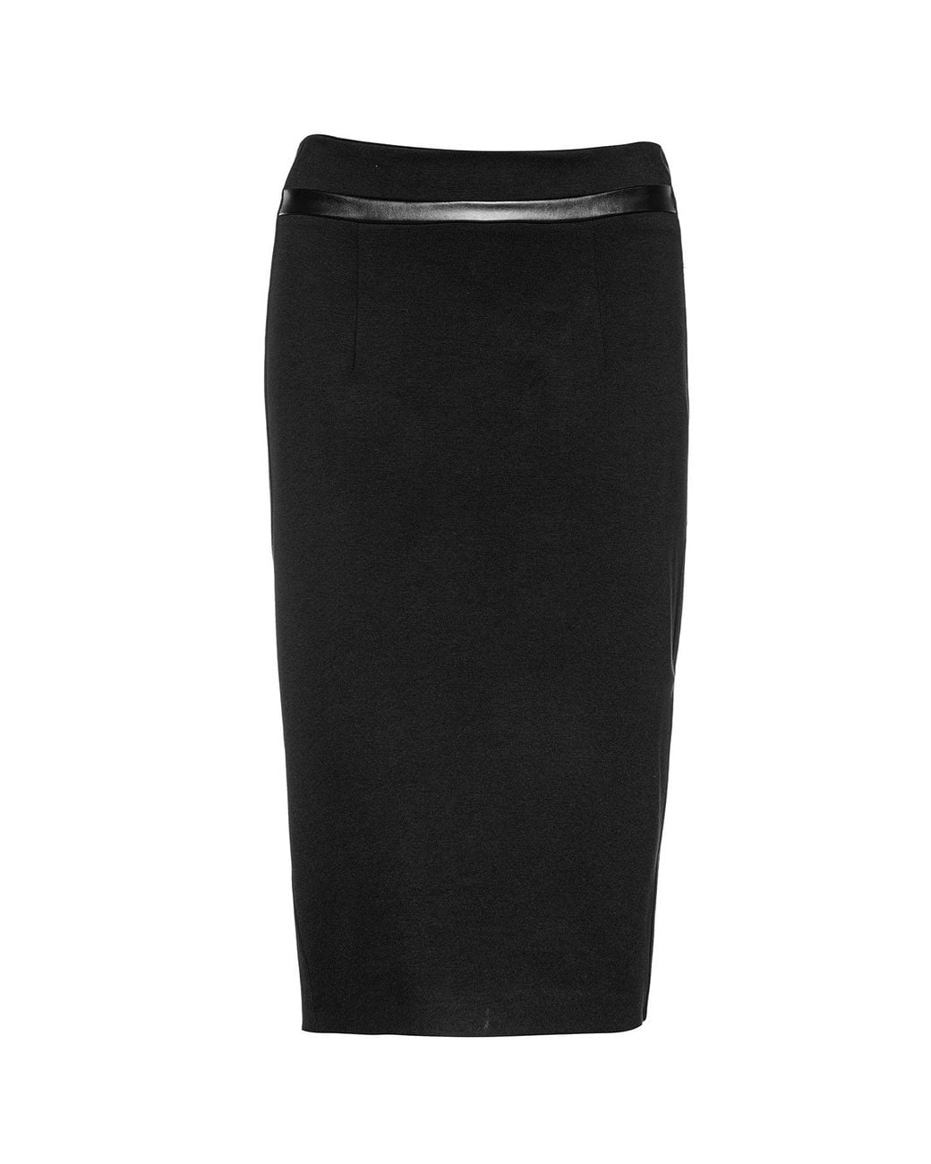 Conquista Black Pencil Skirt With Leather Detail