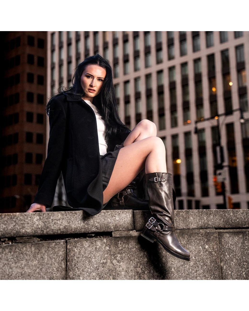 Urbnkicks Black Tall Biker Boots