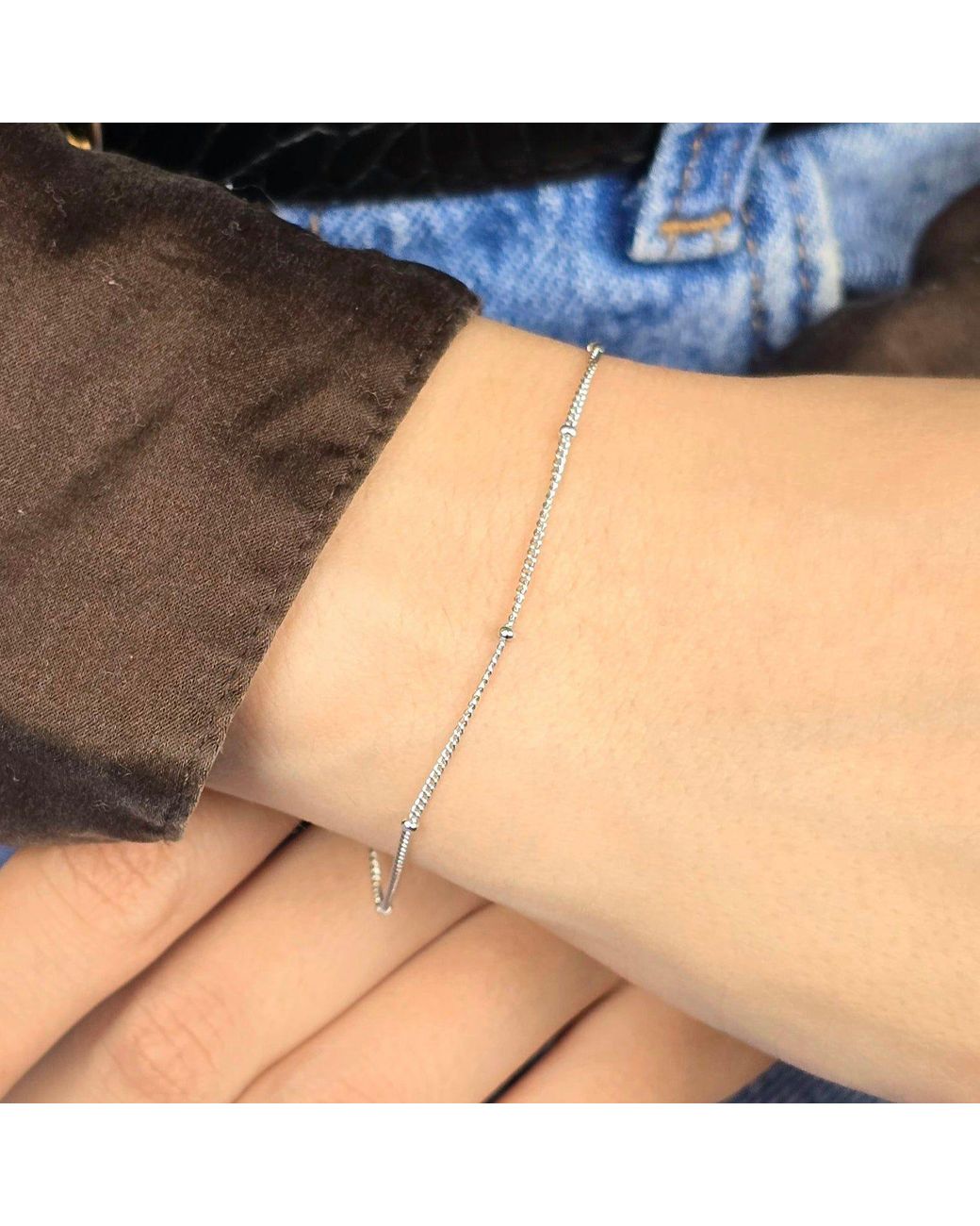 Harfi Metallic Dainty Satellite Chain Stacking Bracelet