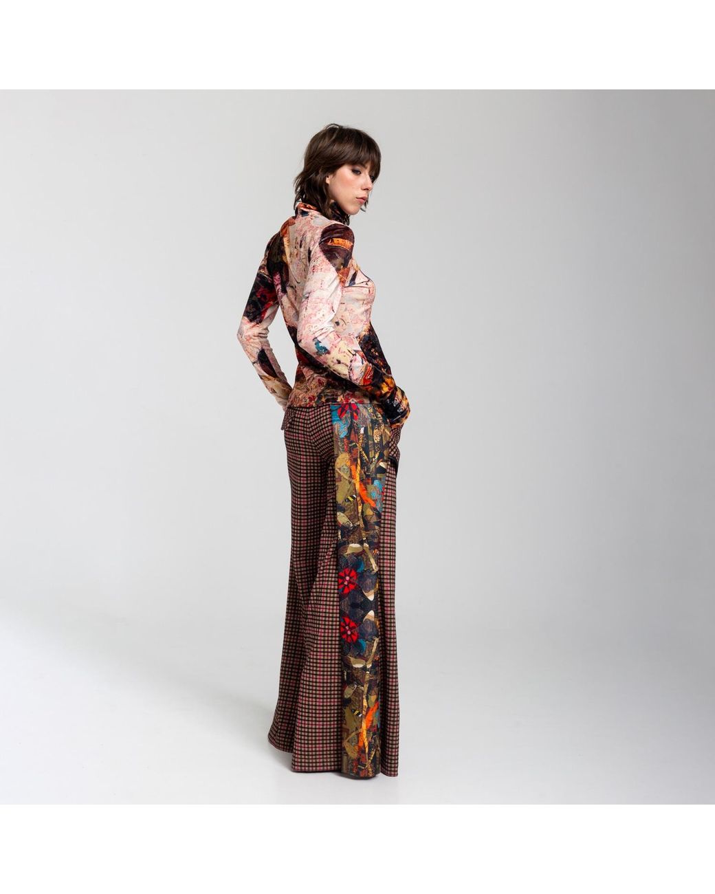 ARTISTA Brown Cross Bloom Pants