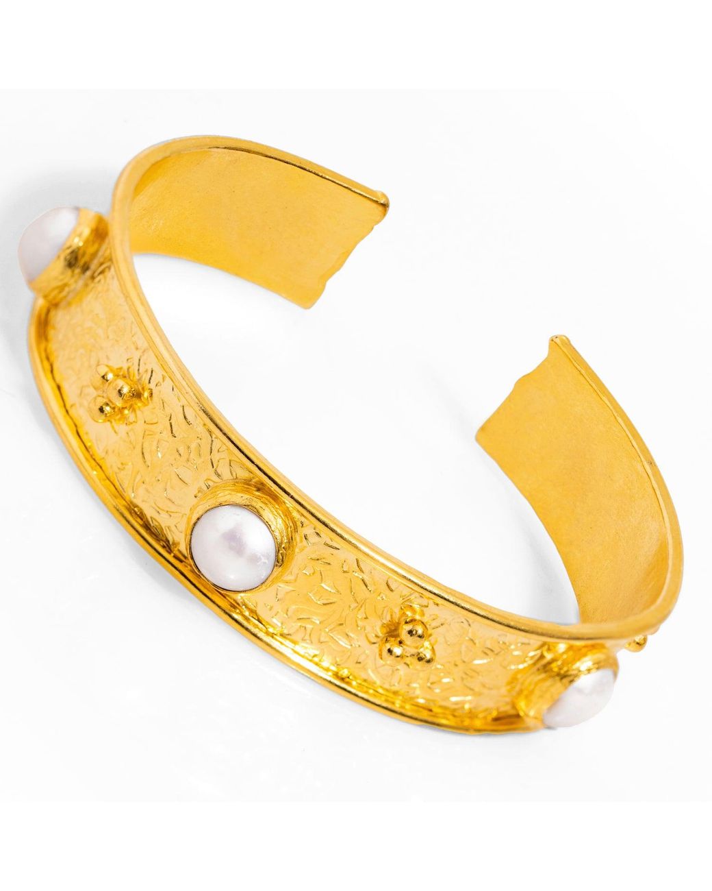 Ebru Jewelry Metallic Pearl & Boho Chic Cuff Bracelet