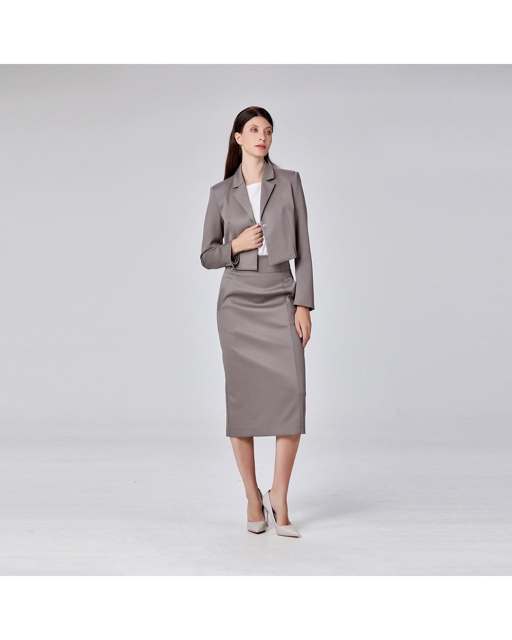 Smart and Joy Gray Crop Tailor Jacket