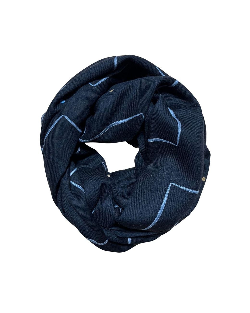 Heritagemoda Blue Embroidered Classic Cashmere Wool Silk Scarf for men