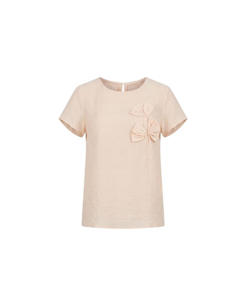 Georgette Natural Neutrals Powder Peach Bow Detail Top