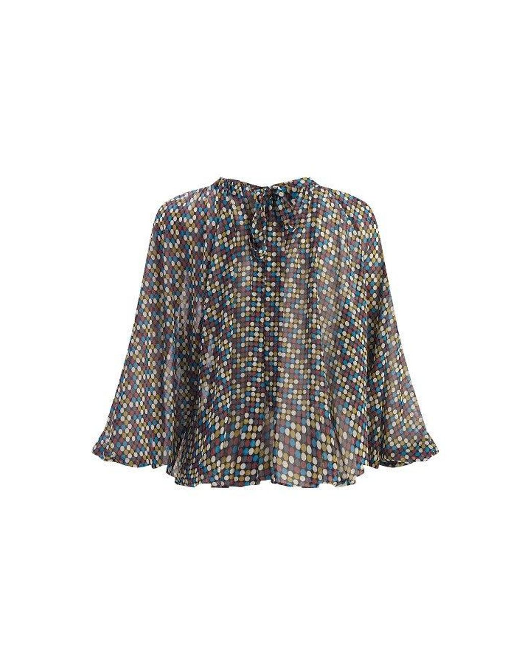 Exquise Multicolor Printed Mock Neck Blouse