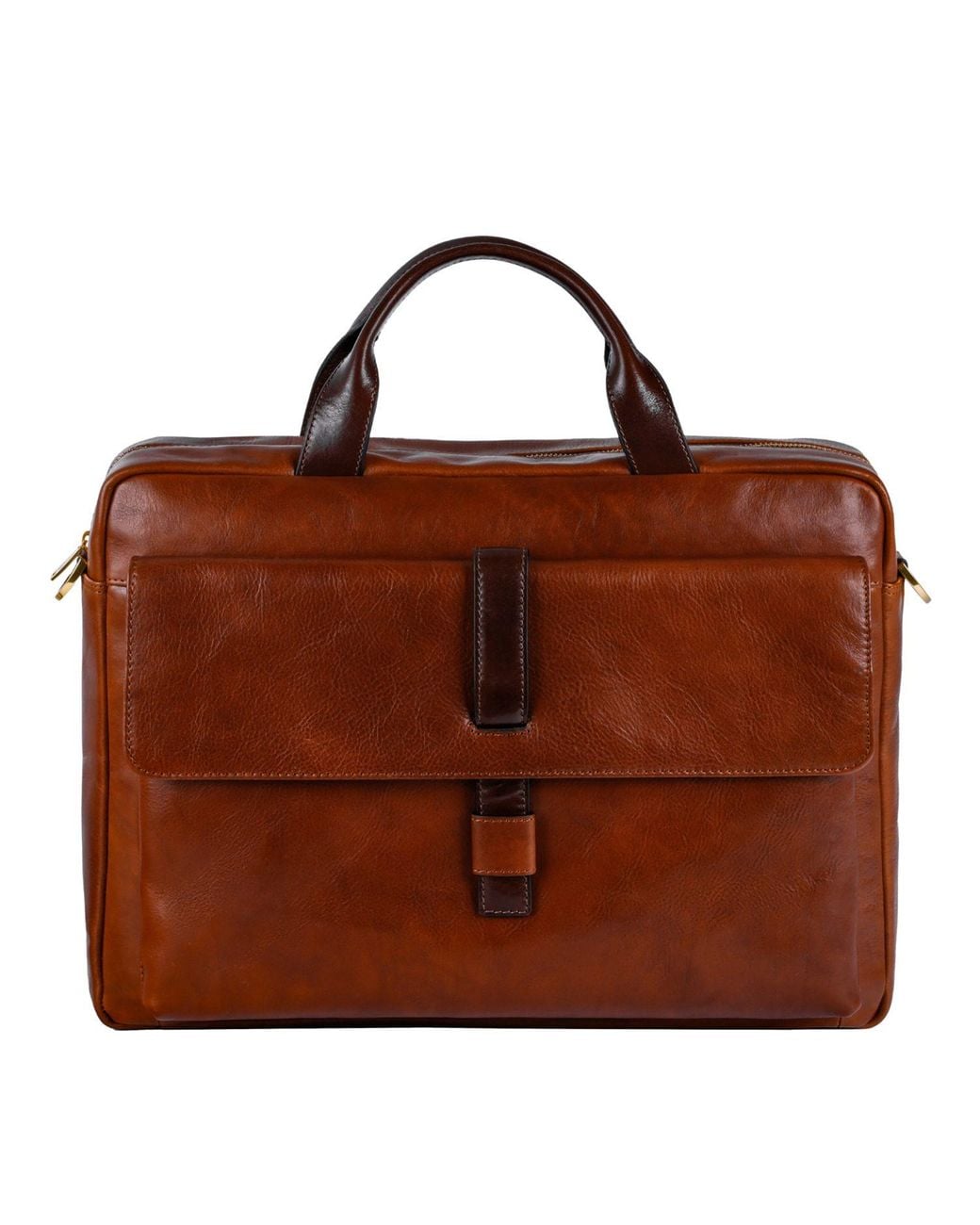 Time Resistance Brown Large Leather Briefcase Laptop Bag for men
