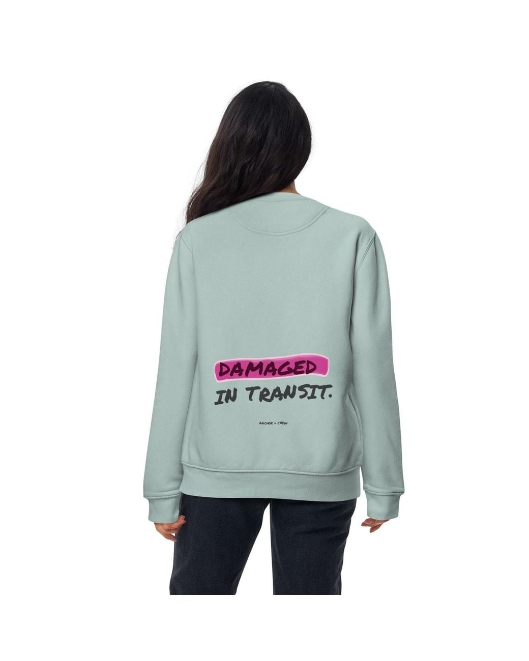 Anchor and Crew Green Ice Out For Delivery Annotations Organic Cotton Sweatshirt