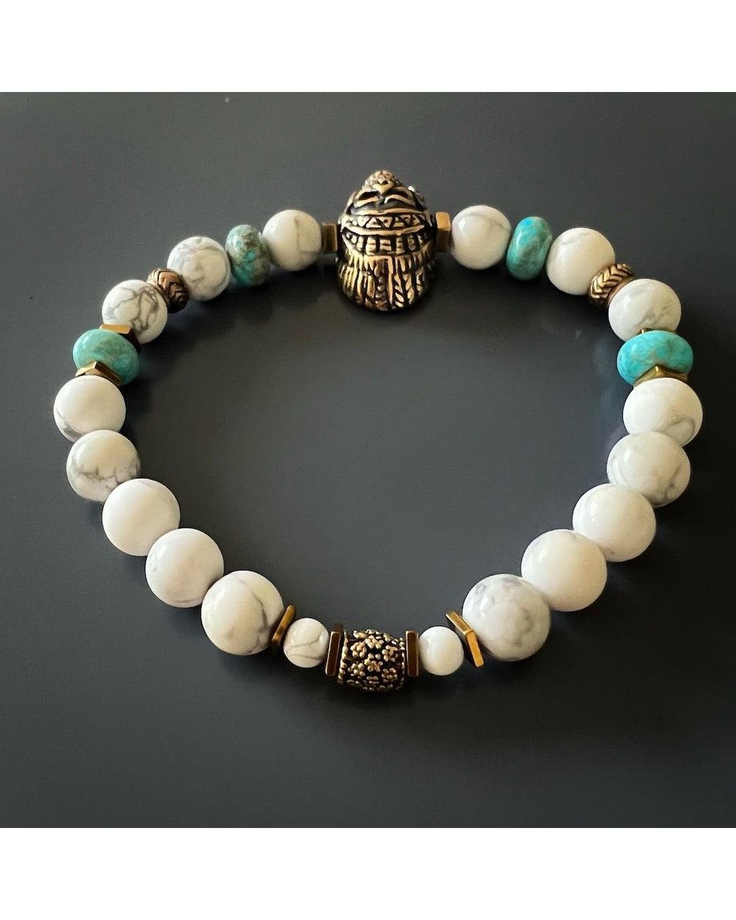 Ebru Jewelry Metallic Spiritual Beaded Indian Bracelet for men