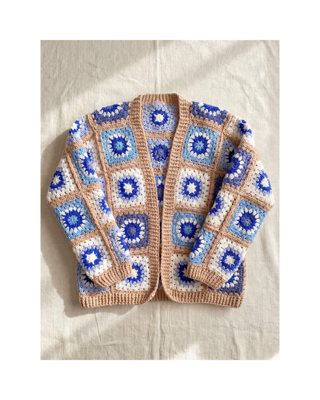 Ana Chic Blue Sunburst Granny Square Handmade Crochet Cardigan