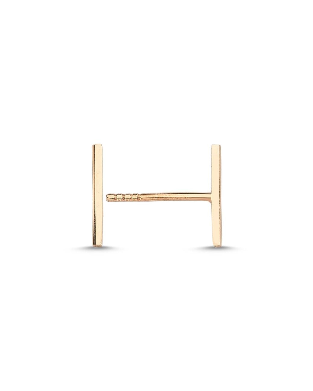 Ecce | Artisan Diamonds White 14K Solid Single Thin Rod Earring
