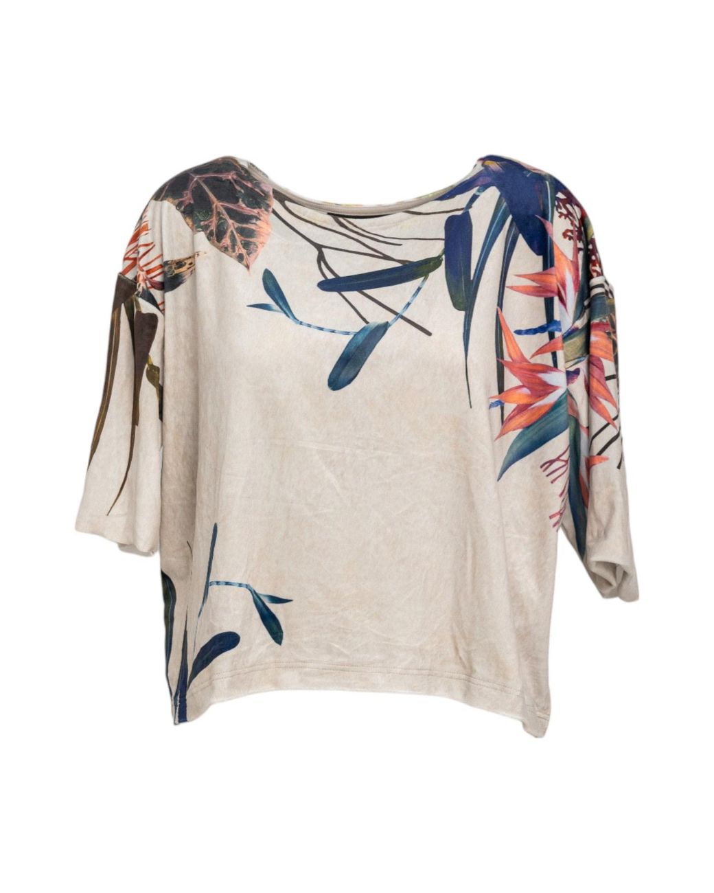 ARTISTA Blue Velvet Boxy Floral Print Top