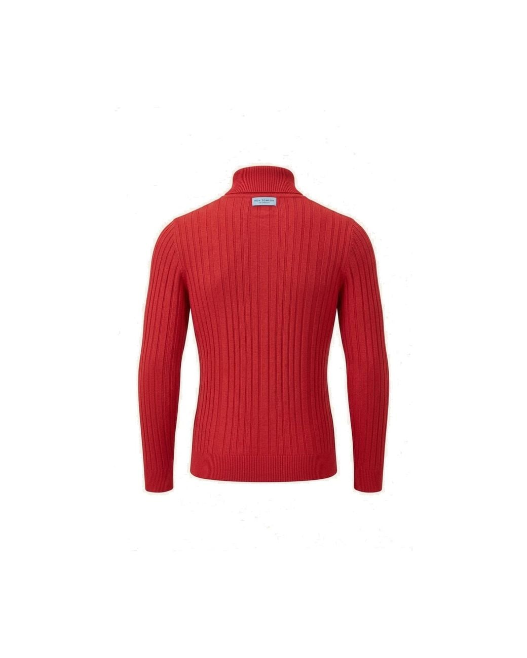 Ron Tomson Red Roll Neck Ribbed Sweater for men